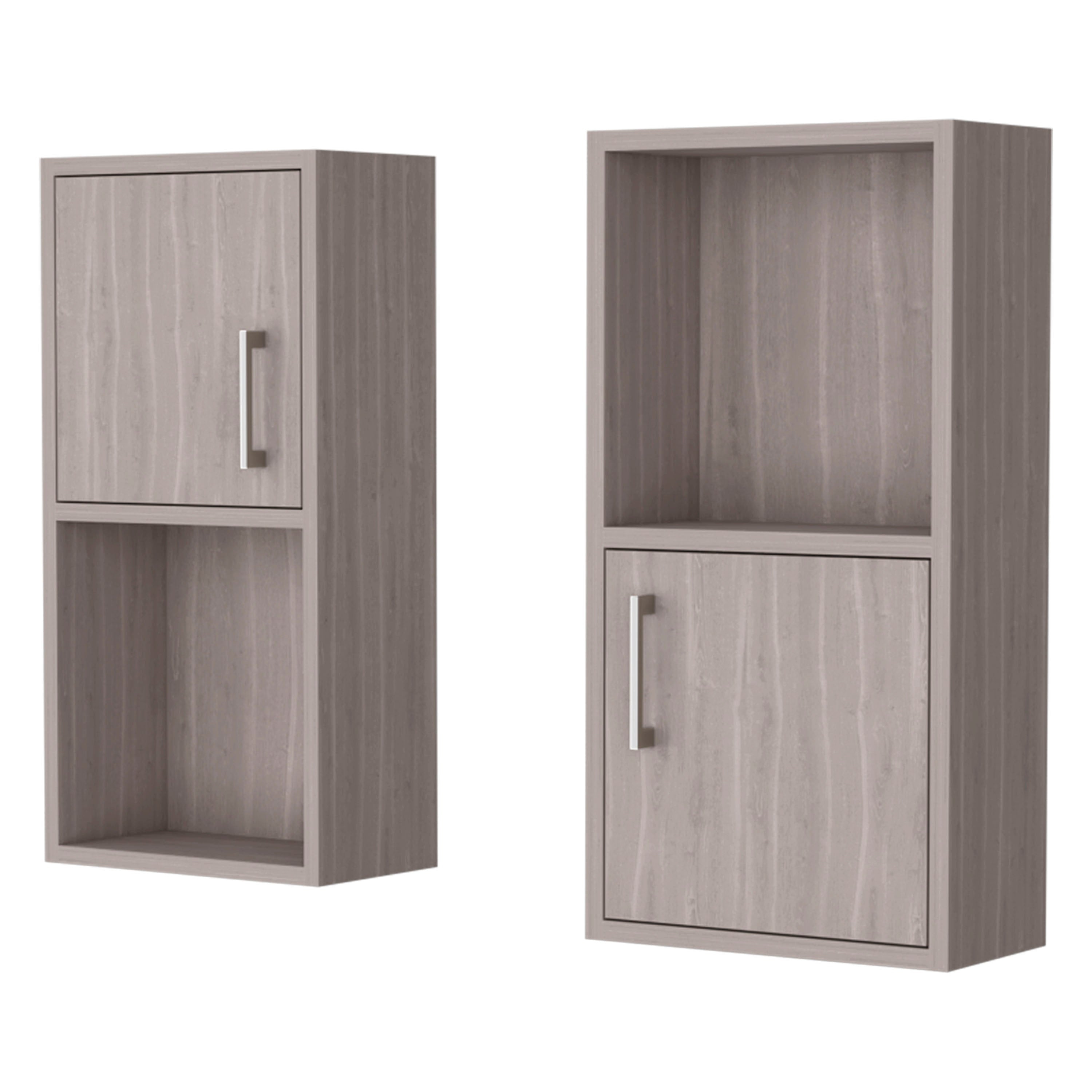 Oak 2 Bathroom Medicine Cabinets with Open Shelf