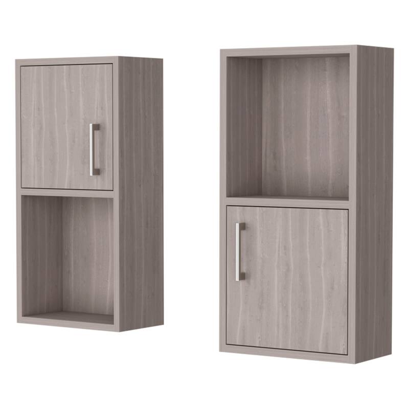Oak 2 Bathroom Medicine Cabinets with Open Shelf - White Oak