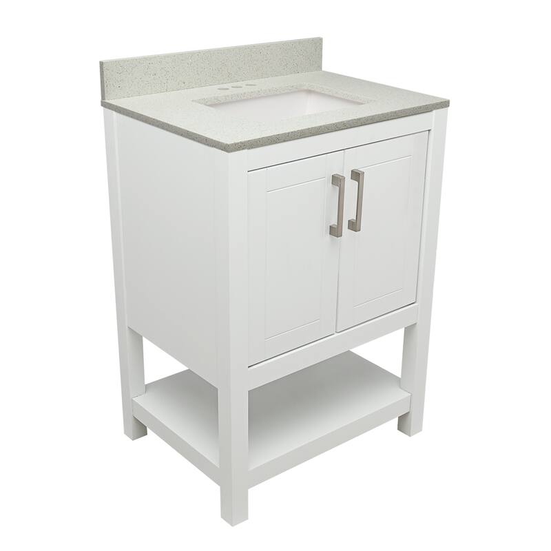 Taos 25" Bathroom Vanity with Cultured Marble Vanity Top Sink in White with White Basin