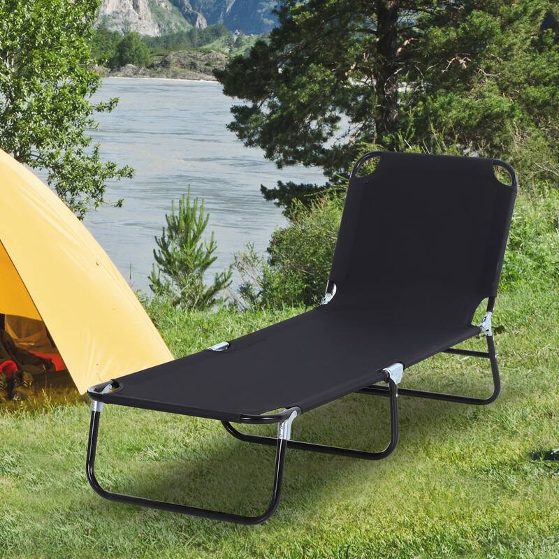 Folding Chaise Lounge Pool Chairs, Outdoor Sun Tanning Chairs, Reclining Back, Steel Frame & Breathable Mesh