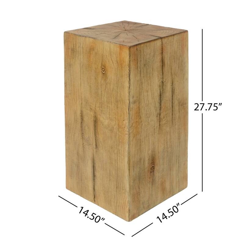 Roomfitters 27.75" Square-Column MGO End Table, Distressed Wood-Look Pedestal for Indoor/Outdoor Use