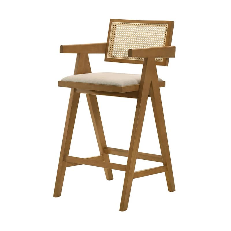 Remy Upholstered Light Walnut Bar Stool (Set of 2)
