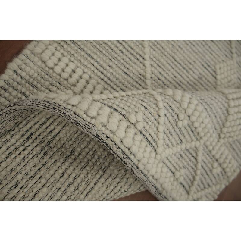 Hand Knotted Oriental 100% Wool Carpet Modern Geometric Beige & Ivories Modern Gotti Design Area Rug - 6' 0'' X 2' 7''