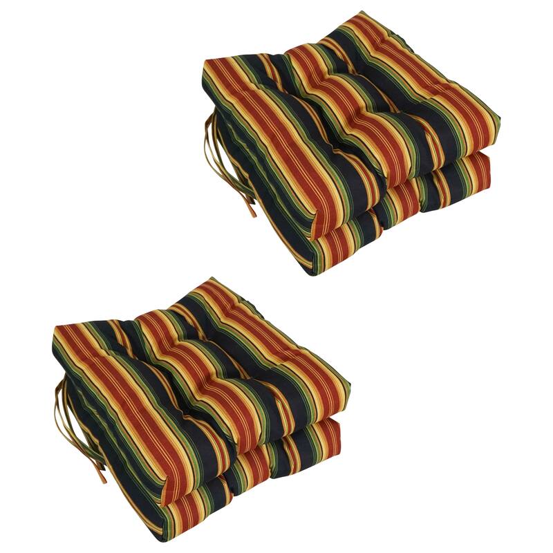 16-inch Square Tufted Indoor/Outdoor Chair Cushions (Set of 4) - 16" - Lyndhurst Raven