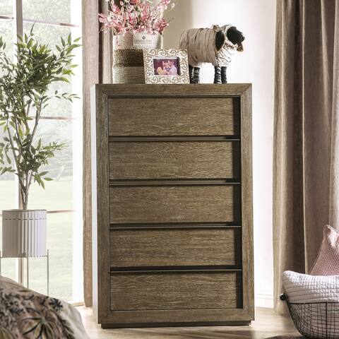 Furniture of America Puly Rustic Light Walnut Solid Wood Chest