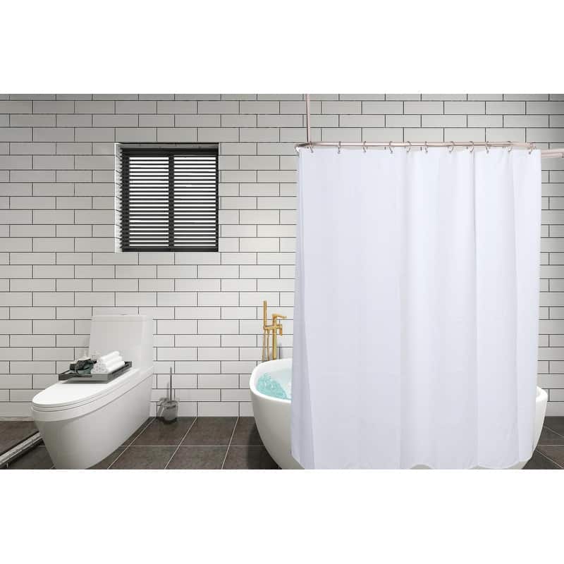 Utopia Alley Rustproof Aluminum Hoop Oval Shower Rod, 54 Inch Extra Large Size by 26 Inch, with White Shower Curtain 180x70 inch