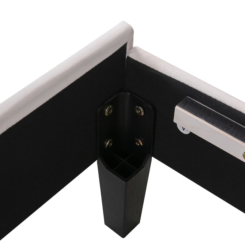 Upholstered Platform Bed, Velvet Fabric Bedframe with Flower Pattern Headboard & 12 Wood Slat Support, No Box Spring Needed