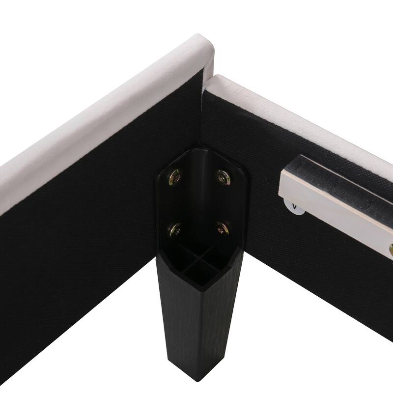 Upholstered Platform Bed for Kids, Velvet Bedframe with Flower Pattern Velvet Headboard, Wooden Bed Frame with Wood Slat Support