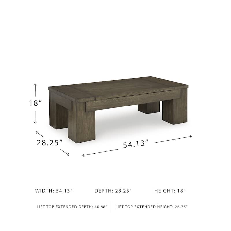 Signature Design by Ashley Rosswain Brown Lift-Top Coffee Table - 54"W x 28"D x 18"H