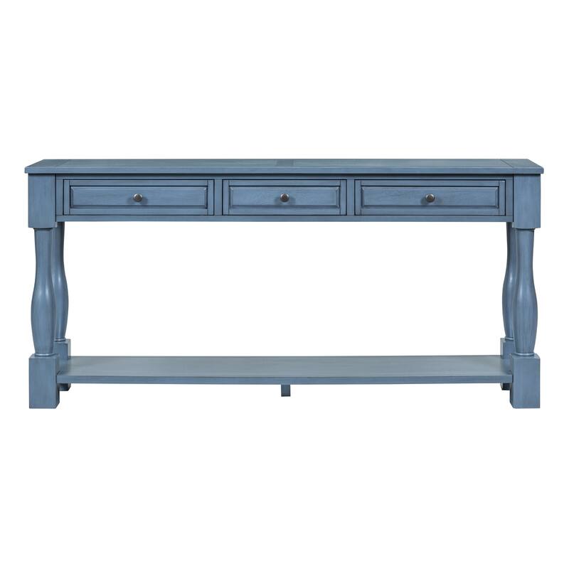 Long Console Table with Drawers and Shelf