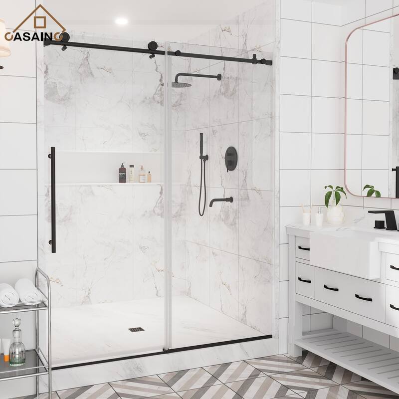 CASAINC 48 or 60 in. W x 76 in. H Single Sliding Frameless Shower Door