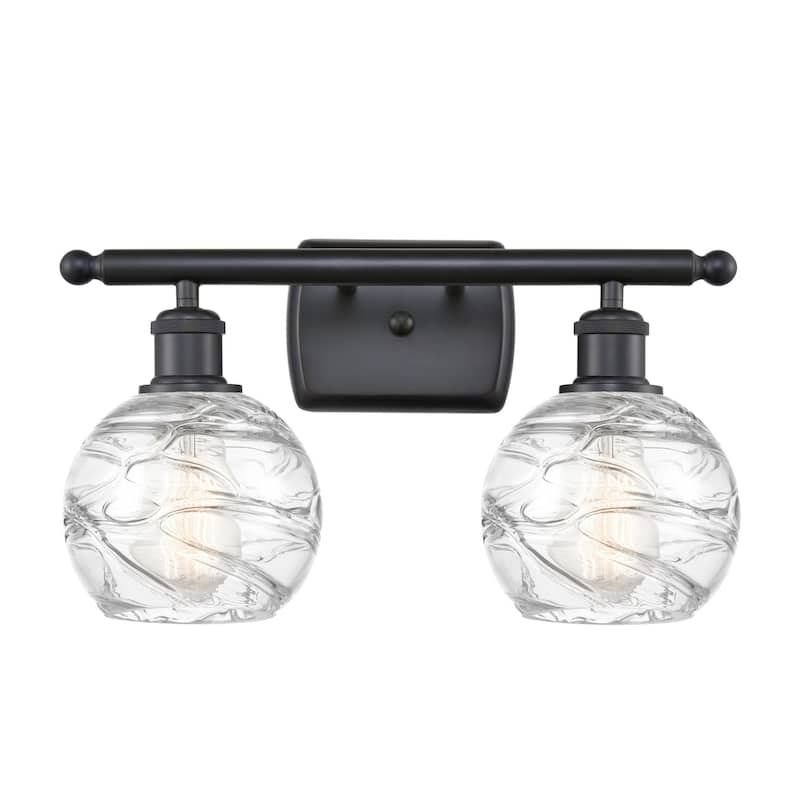 Innovations Lighting Small Deco Swirl 2 Light 16" Wide Bathroom Vanity - Matte Black / Clear