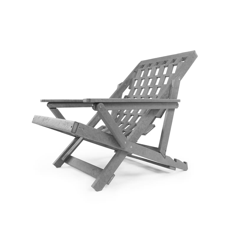 Aspen Fully Assembled All-Weather Outdoor Folding Lounge Chair and Table Set - 3-piece