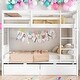 preview thumbnail 1 of 18, Twin Over Twin Rubber Wood Bunk Bed with 2 Drawers,Convertible into 2 Full Beds,Ladder and Safety Guardrails White
