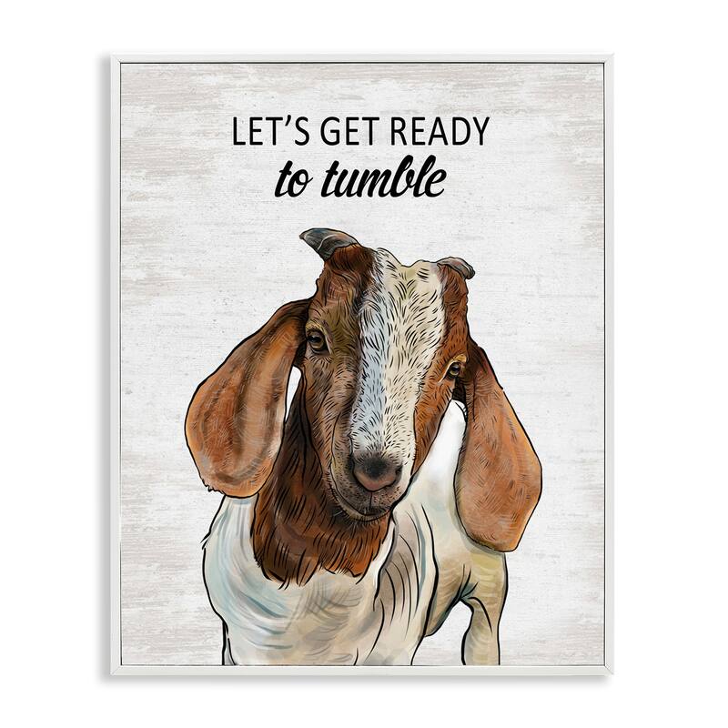 Stupell Ready To Tumble Laundry Goat Framed Giclee Art Design By Lettered and Lined - 11 x 14 - White