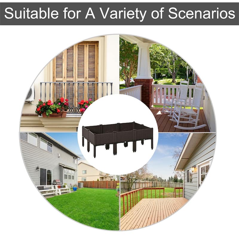 Set of 6 Elevated Garden Beds Polypropylene Raised Planter Boxes for Vegetables Herbs and Flowers
