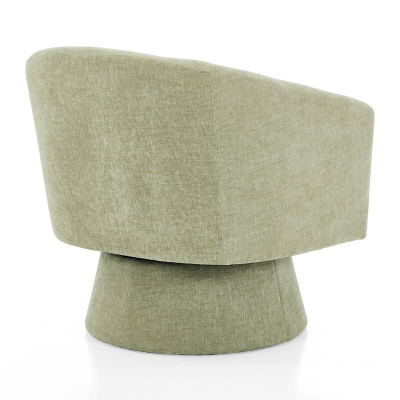 Contemporary Chenille Swivel Accent Chair, 360° Rotating Barrel Chair with Plush Cushioning for Living Room & Office, Green