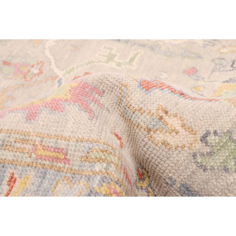 ECARPETGALLERY Hand-knotted Modern Oushak Light Grey Wool Rug - 3'7 x 5'7