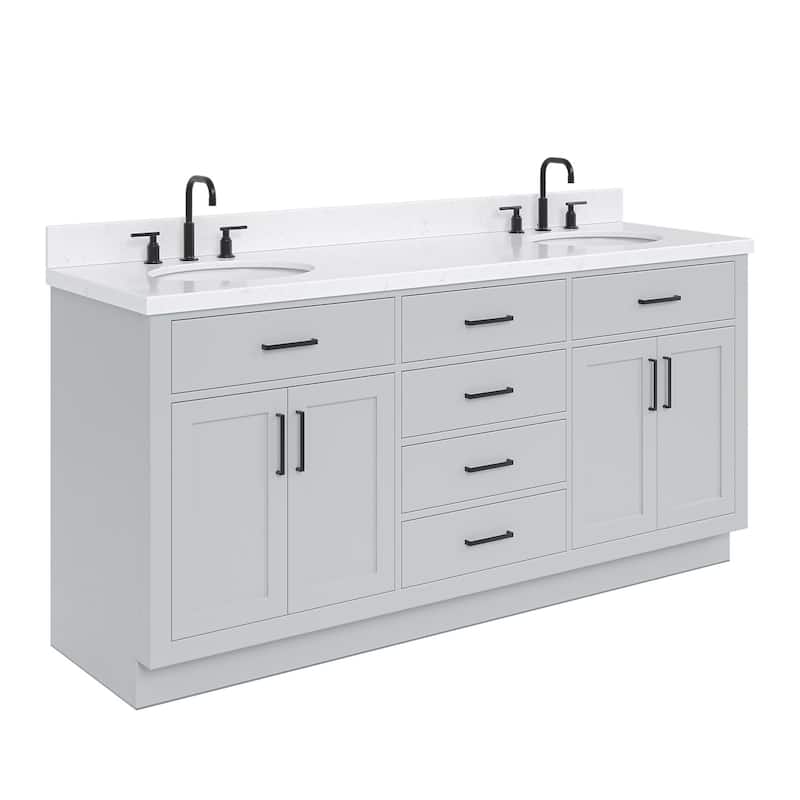Ariel T072DCQOVO Hepburn 72" Free Standing Double Basin Vanity Set