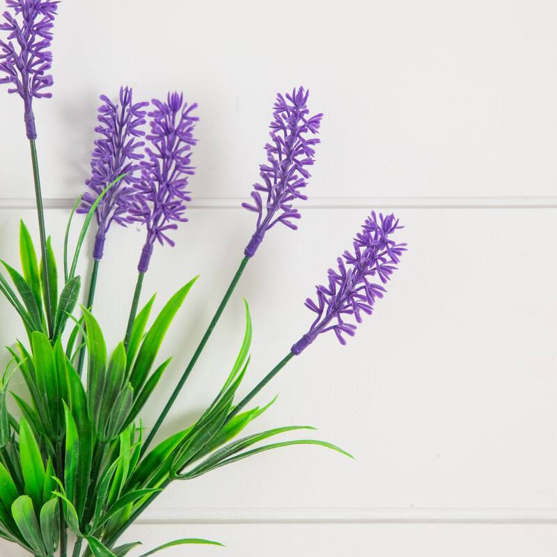 14-in UV Resistant Artificial Flowering Lavender Bush - Set of 12