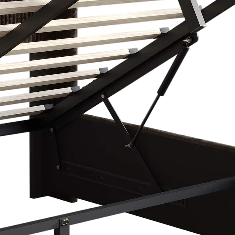 CraftPorch Luxury Wingback Platform Lift Up Storage Bed