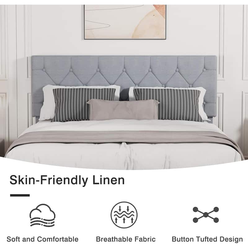 Javlergo Upholstered Beds With Diamond Tufted Headboard, Platform Bed Frame,