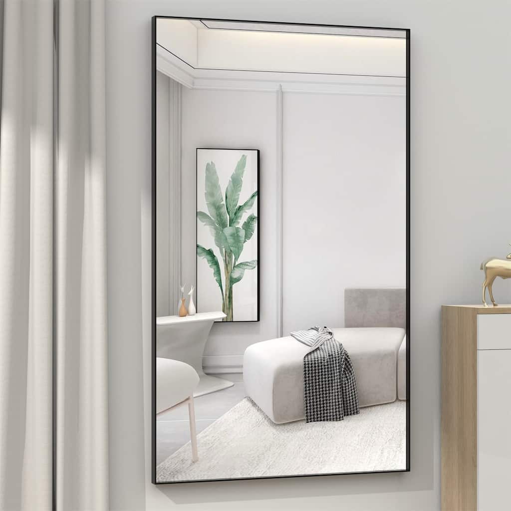 60" x 40" Modern Rectangle Bathroom Mirror with Aluminum Frame