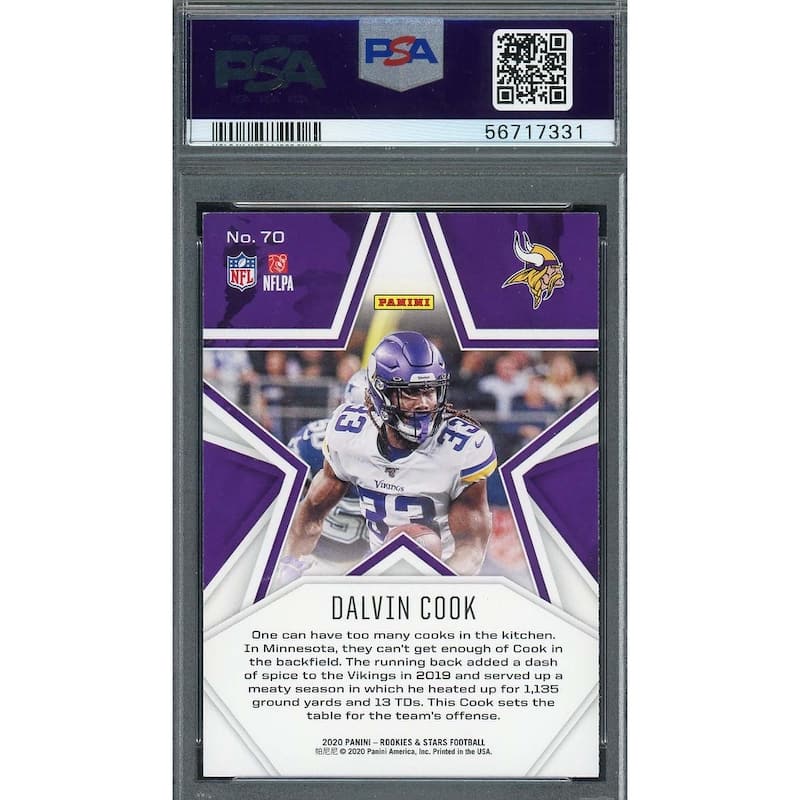 Dalvin Cook 2020 Panini Rookies & Stars Football Card #70 Graded PSA 8 - 8'6" x 11'6"