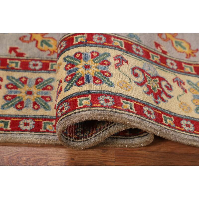 Kazak Oriental Area Rug Hand-Knotted Living Room Wool Carpet - 4'11" x 6'8"
