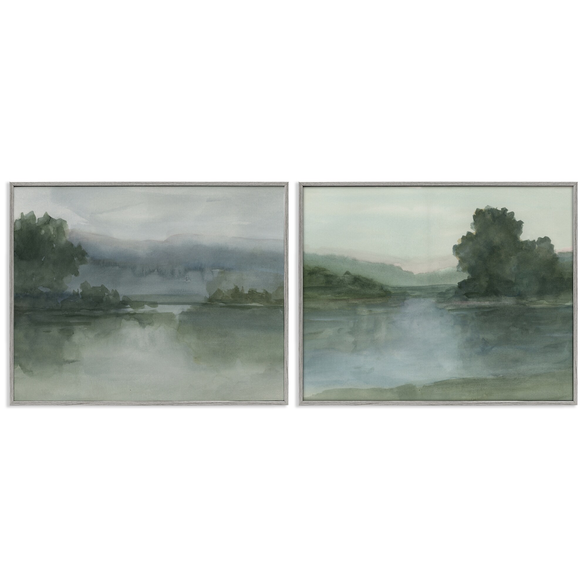 Stupell Misty Twilight Lake View Framed Giclee Art Design By Ethan Harper (Set of 2)
