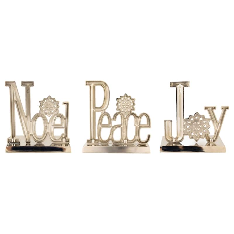 Peace Joy and Noel Metal Christmas Stocking Holders - 6.5" - Set of 3