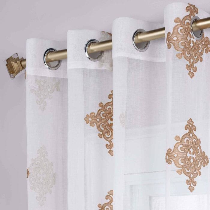 Superior Damask Grommet Sheer Window Curtain Panels (Set of 2)