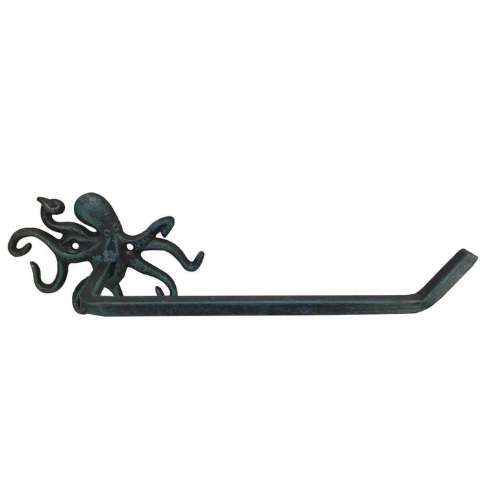 Seaworn Blue Cast Iron Octopus Hand Towel Holder 11
