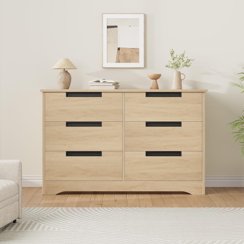 6/7 Drawer Dresser for Bedroom, Wooden Chest of Drawers Double Dresser Organizer with Embedded Handles