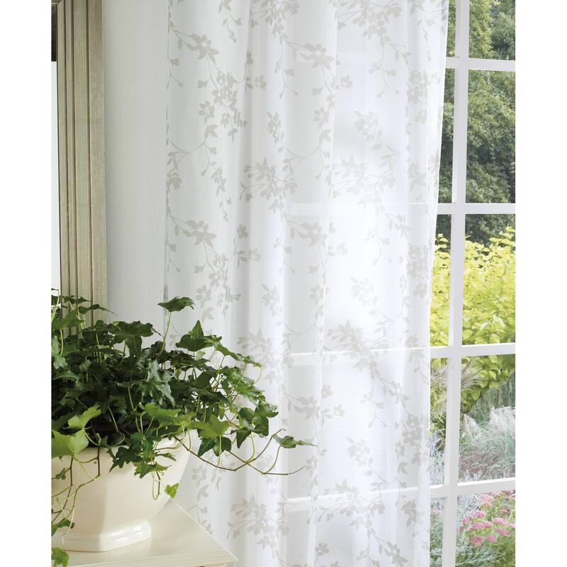 Martha Stewart Bellefield Floral Sheer Rod Pocket Curtain Panel Pair