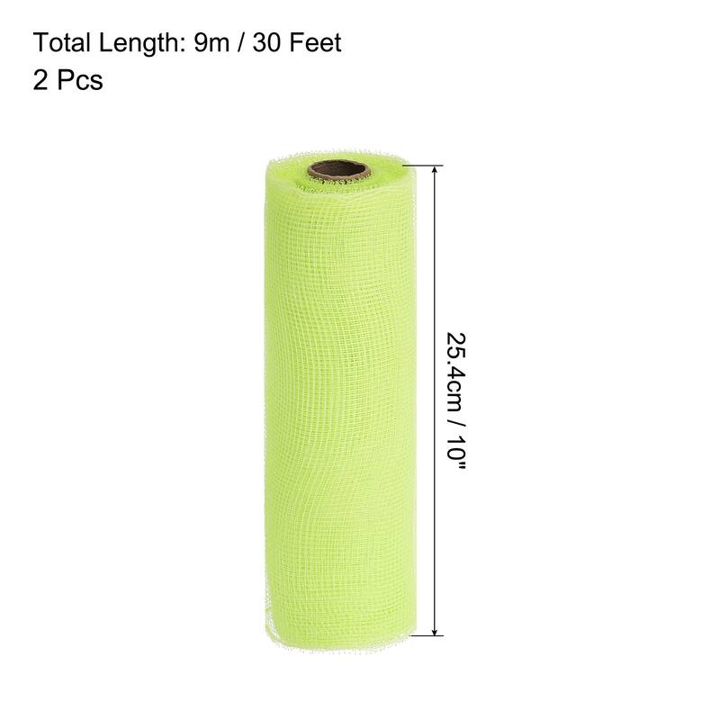2 Pcs 10" x 30Feet PP Decorative Mesh Ribbon, with Foil - Green