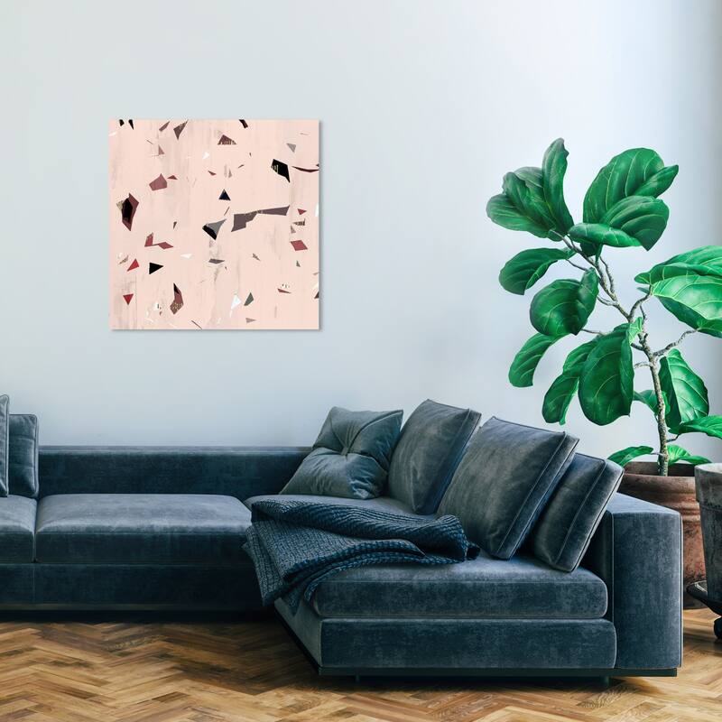 Wynwood Studio Canvas Abstract Tinted Terrazzo Cranberry III Pink and Light Pink Modern & Contemporary Wall Art Canvas Print - 30 x 30