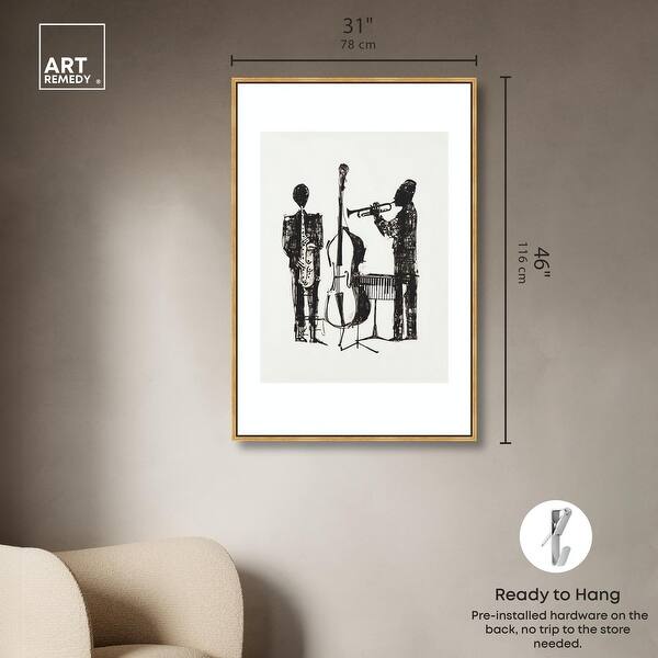 dimension image slide 22 of 24, Bebop I Black Art Canvas Print by Art Remedy
