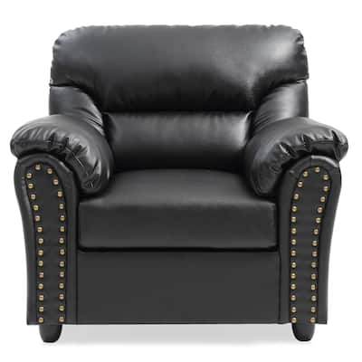 Velvet Upholstered Accent Chair with Padded Arms - 39" - Black