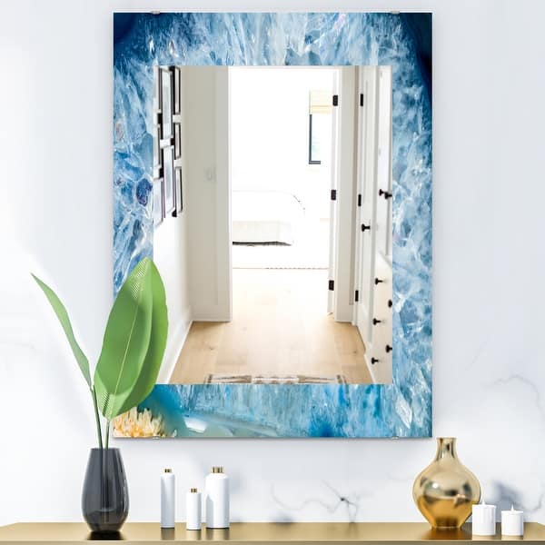 slide 2 of 4, Designart 'Geode Interior With Light Blue Crystals' Mid-Century Mirror - Vanity Printed Mirror 23.7 in. wide x 31.5 in. high