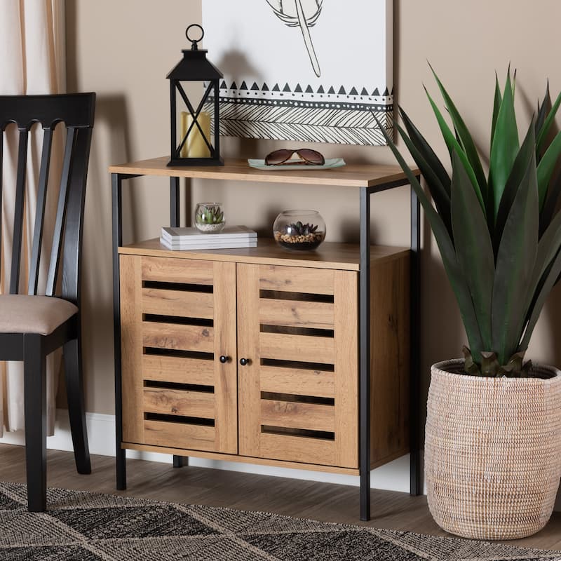 Vander Modern and Contemporary 2-Door Wood Shoe Cabinet-Oak Brown