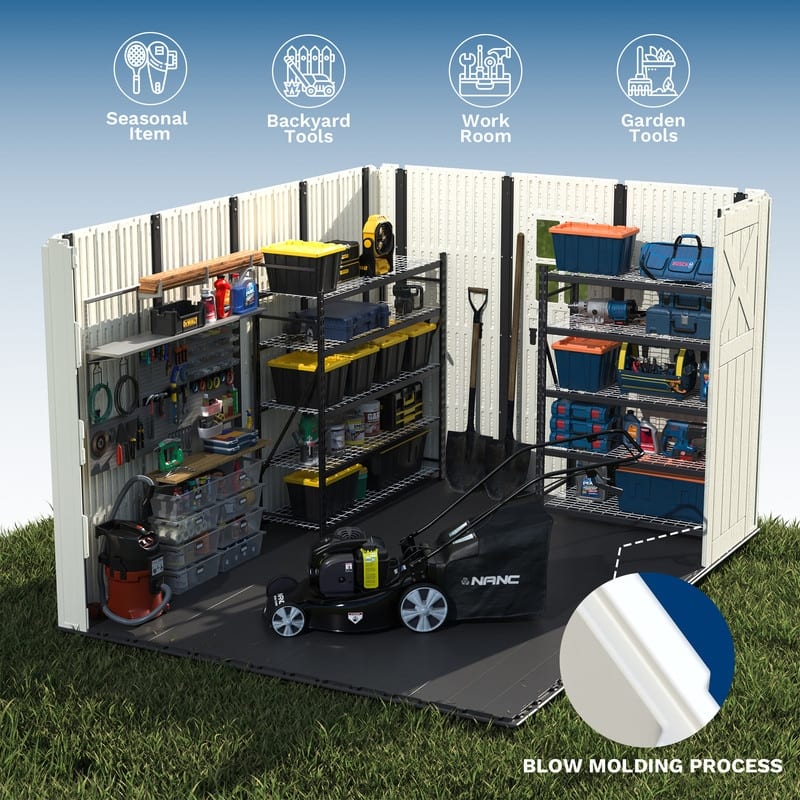 Patiowell 10 X 16 FT&10 X10 FT &10 X12 FT 10 X14 FT Resin Outdoor Storage Shed With Floor ,Weather Resistant Shed for Garden