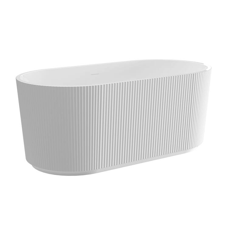 59 in. x 29.5 in. Acrylic Freestanding Flatbottom Soaking Bathtub in Gloss White