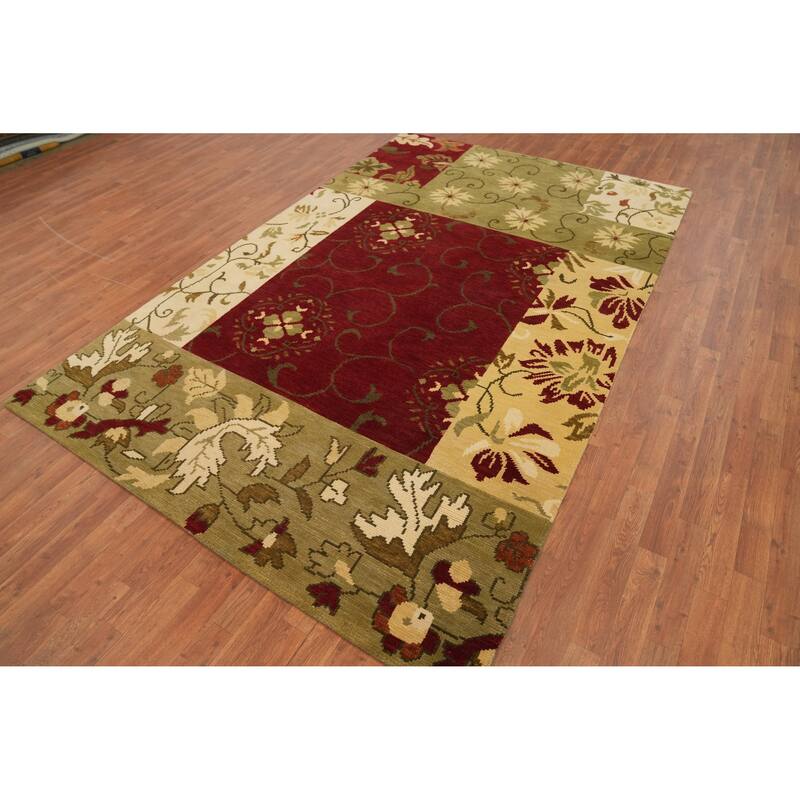 All-Over Floral Indian Area Rug 6x10 - 10' 1'' X 6' 5''