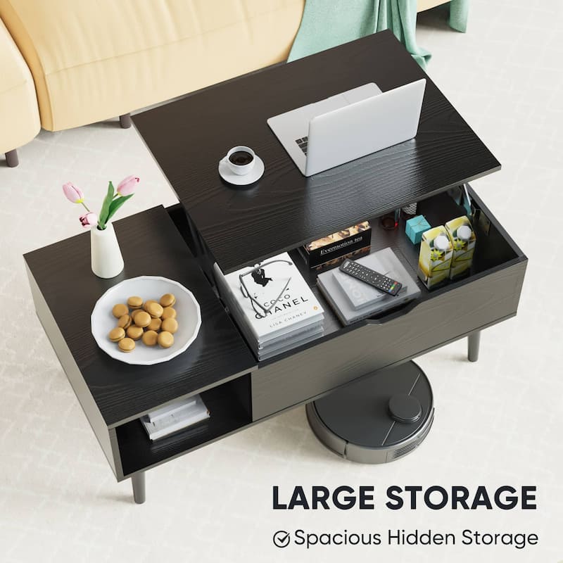 Rossetta Morden Practical Lift Top Design Coffee Table with Storage Shelf and Hidden Compartment