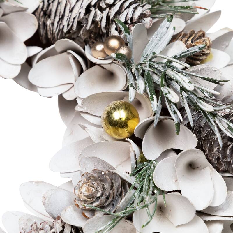 Frosted Pinecone and Pine Sprigs Artificial Christmas Wreath - 14" - Unlit