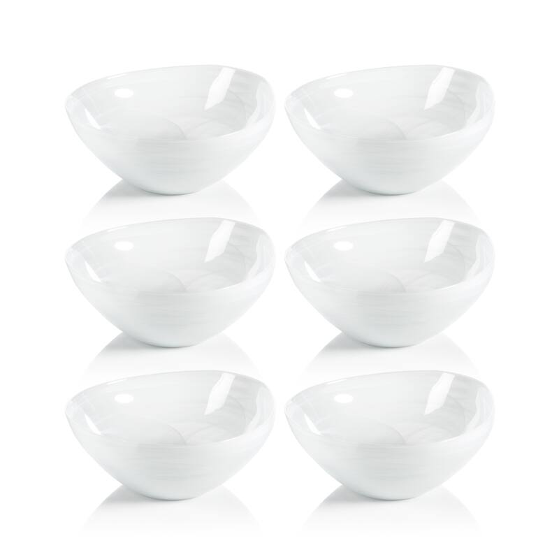 Reneta Alabaster Glass Bowls, Set of 6 - 9.75" x 4.25"