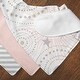 preview thumbnail 5 of 4, Star and Moon Collection Fabric Bandana Baby Bibs (3 Pack Set) - Blush Pink Gold and Grey Celestial Sky Stars Shabby Chic