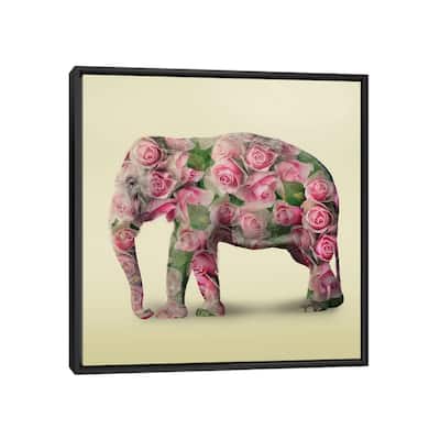 iCanvas "Elephant Flowers I" by Vin Zzep Framed