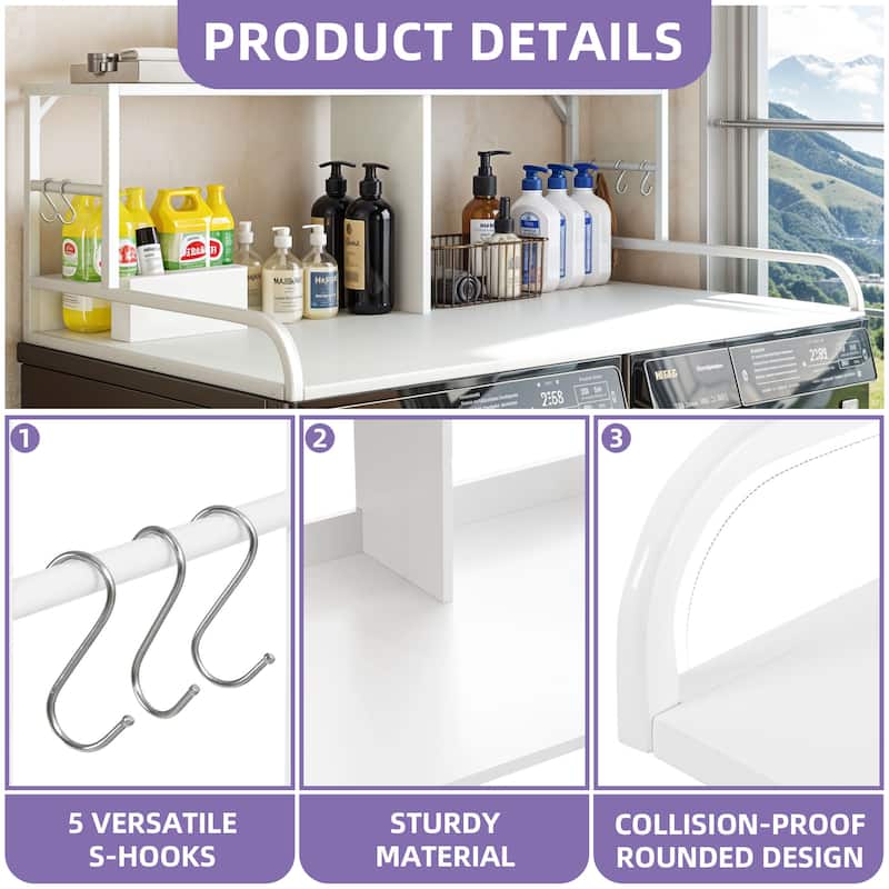 Moasis Laundry Countertop with 2-Layer Storage Shelf